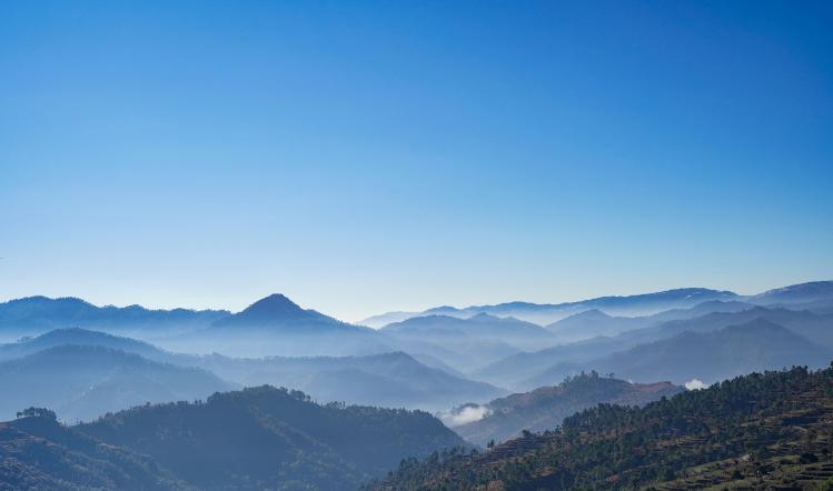 beautiful blue landscape with roving hills